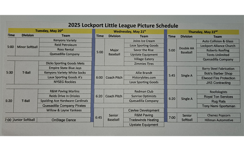 Picture schedule