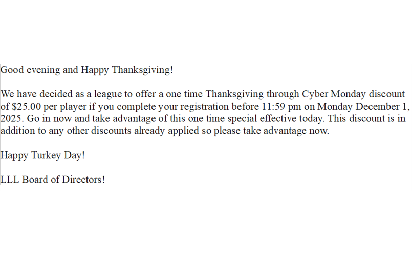 Registration Discount