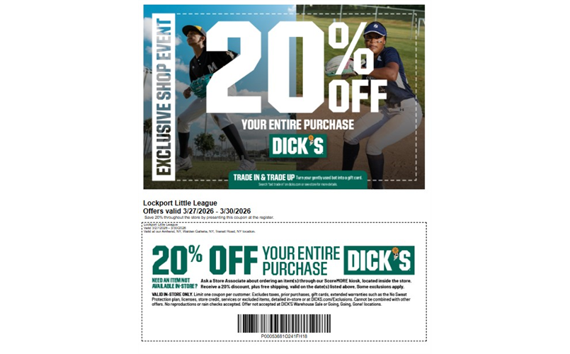 Lockport Little League Dick's Sporting Goods Shopping Days
